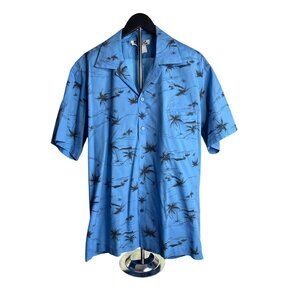 Vintage 90's Hilo Hattie Blue/Black Hawaiin Aloha Button-Down Shirt XL